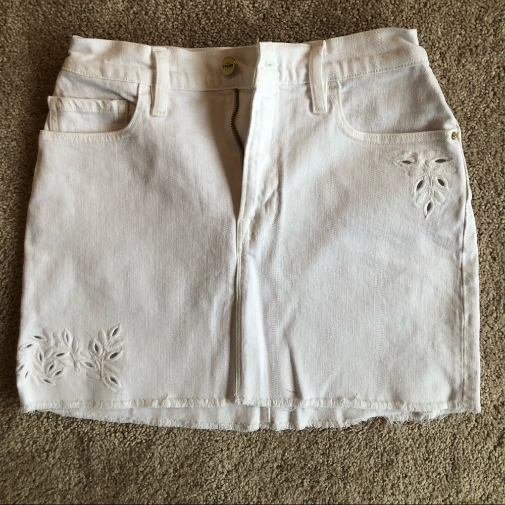 Frame denim white jean mini skirt